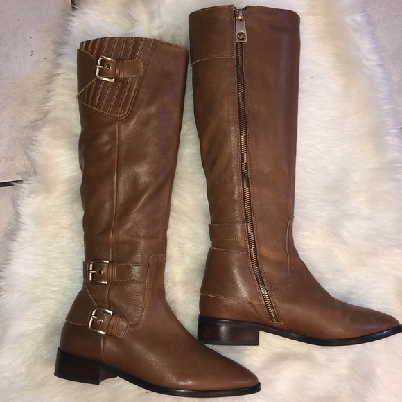 Michael Kors Shoes - Michael Kors Leather Tall Boots  Tan 5.5